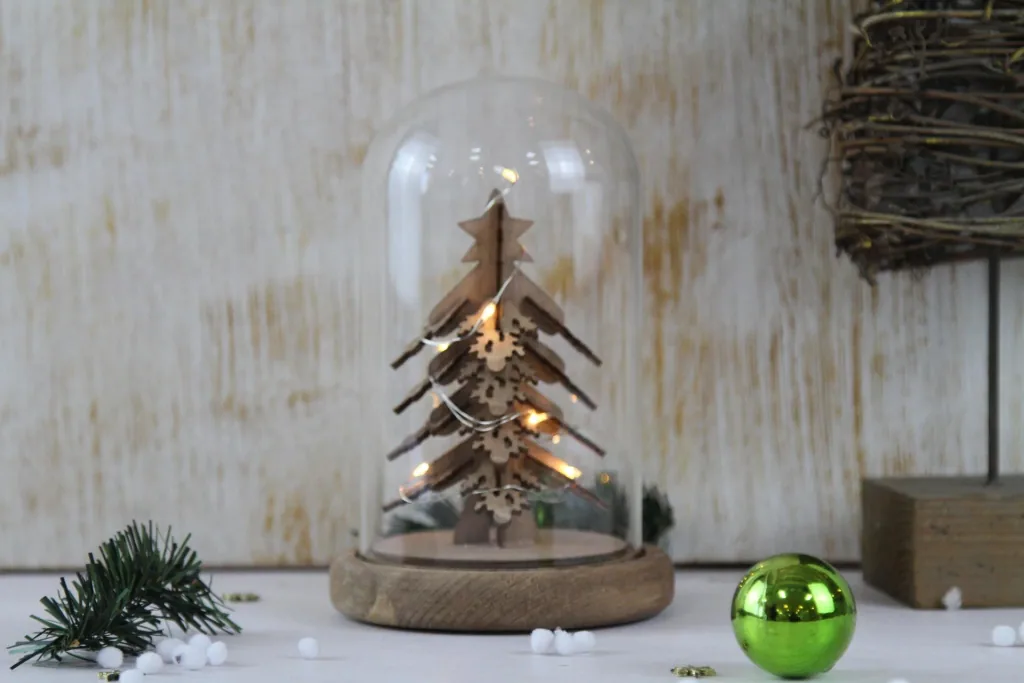 LED Christmas tree under glass dome