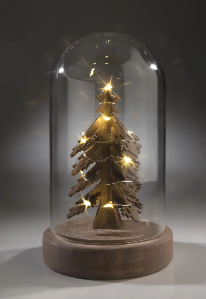 LED Christmas tree under glass dome