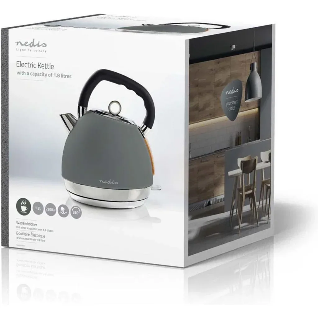 Nedis Electric Kettle 1.8 L Soft touch - Grey