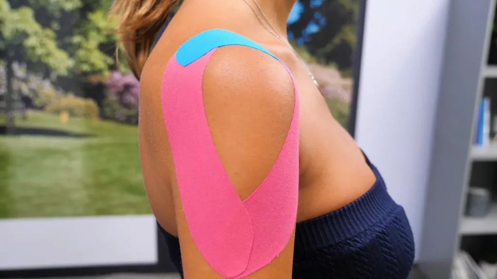 Kinesio tape, physio tape, turquoise/dark blue/pink, 3-piece