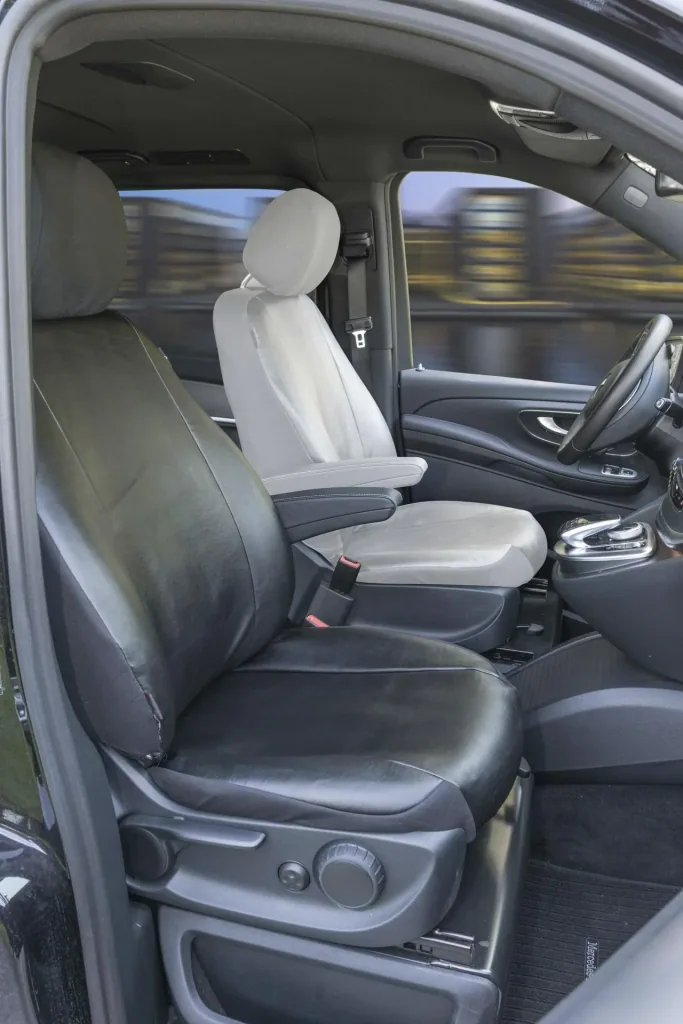 Fitted seat covers - artificial leather Mercedes V-Class 447 for single passenger seat with armrest inside from model year 06/2014 - today