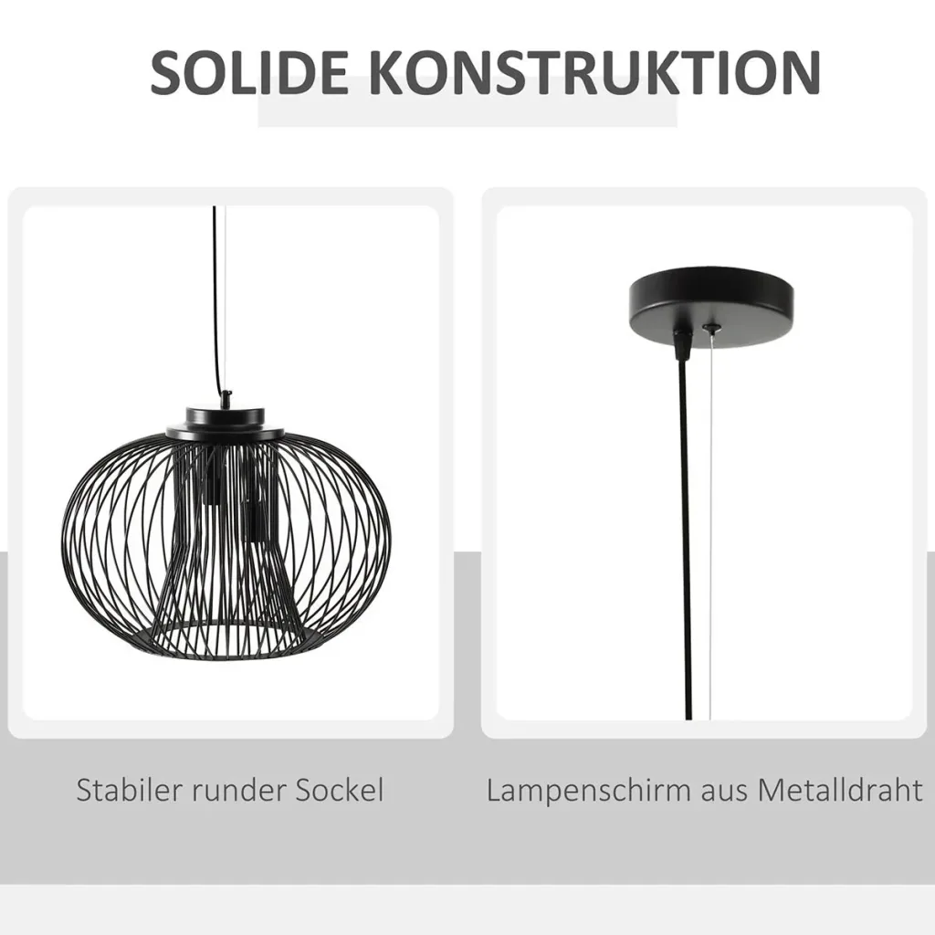 Pendant light hanging lamp ceiling light industrial style ball pendulum ceiling spotlight E27 adjustable length metal black