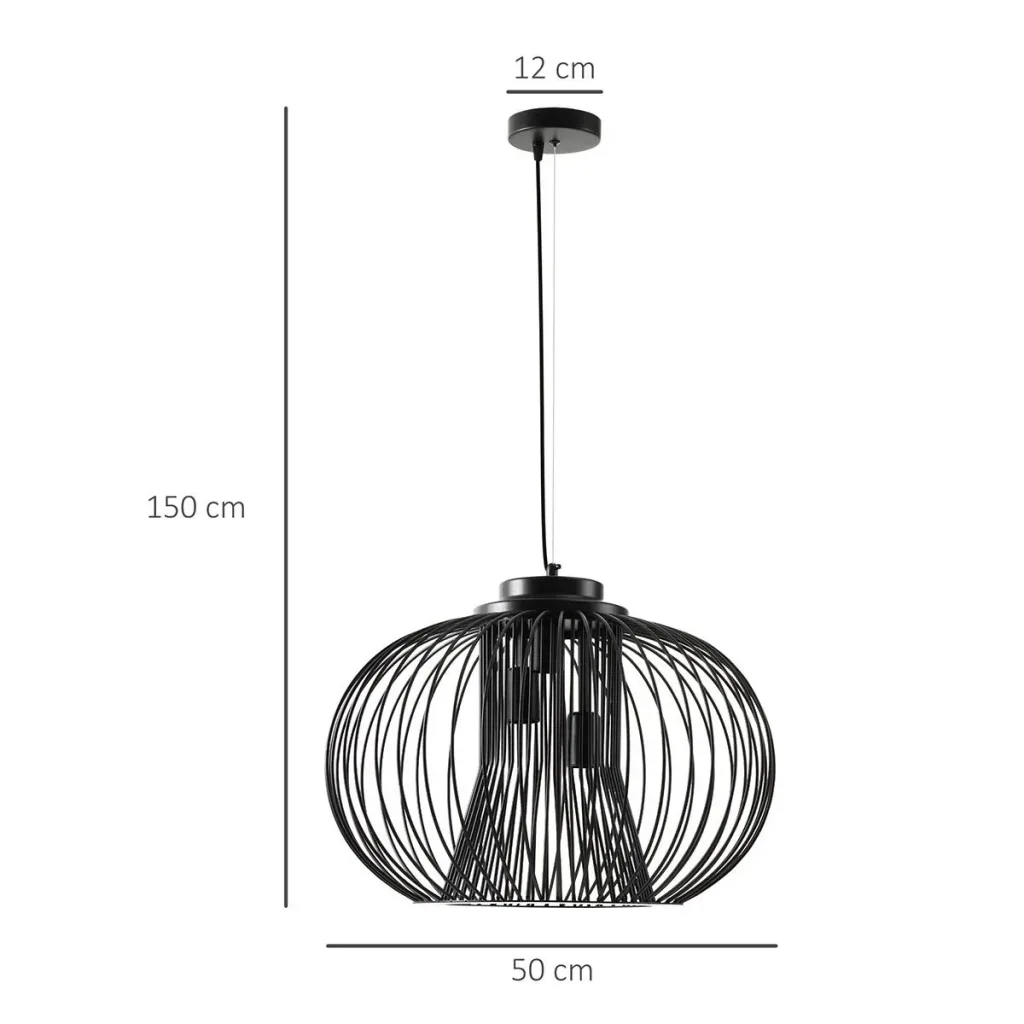 Pendant light hanging lamp ceiling light industrial style ball pendulum ceiling spotlight E27 adjustable length metal black