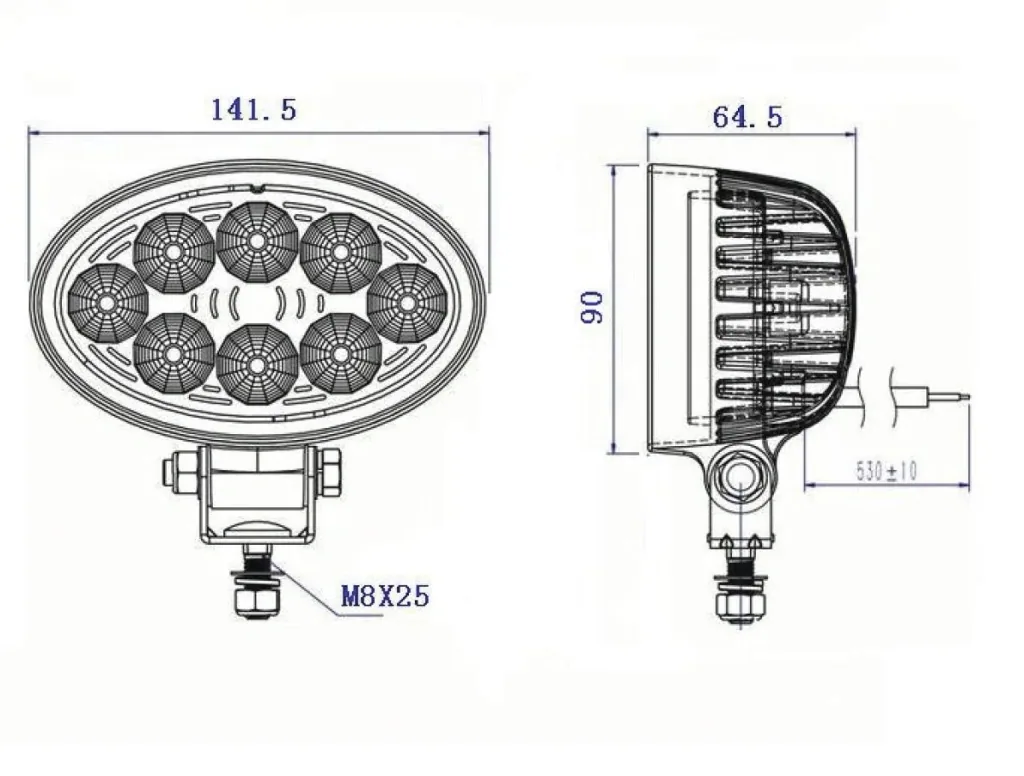 LED work light, oval, 3000 lumens