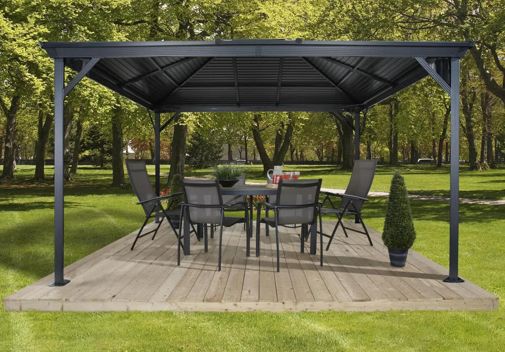 Pavillon Ventura 1010 295,5×295,5×260,5 cm Basaltgrijs – Aluminium paviljoen met stalen dak