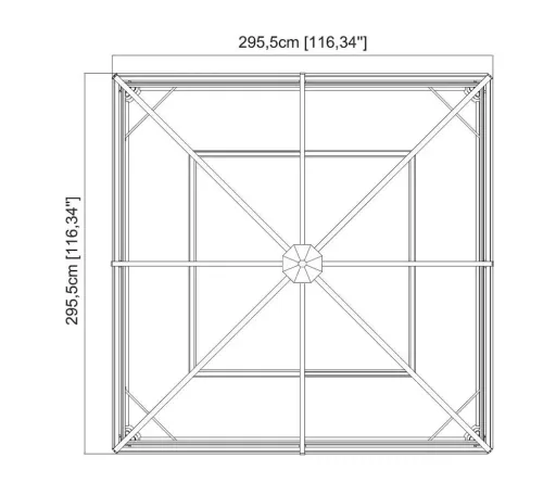 Pavillon Ventura 1010 295,5×295,5×260,5 cm Basaltgrijs – Aluminium paviljoen met stalen dak