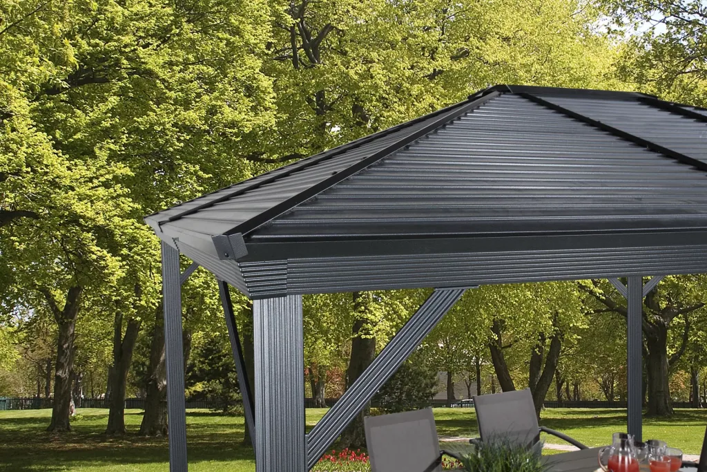 Pavillon Ventura 1010 295,5×295,5×260,5 cm Basaltgrijs – Aluminium paviljoen met stalen dak