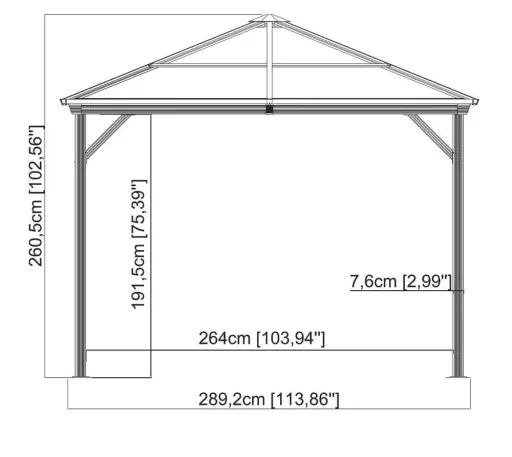 Pavillon Ventura 1010 295,5×295,5×260,5 cm Basaltgrijs – Aluminium paviljoen met stalen dak