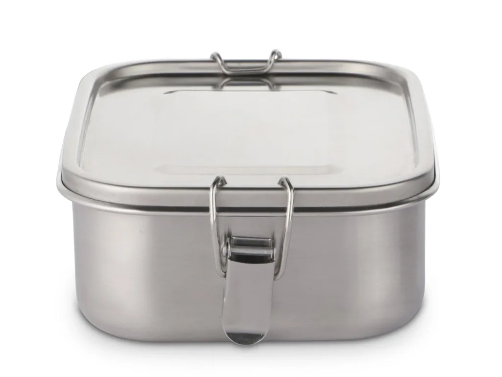 Stainless steel lunch box with seal and divider