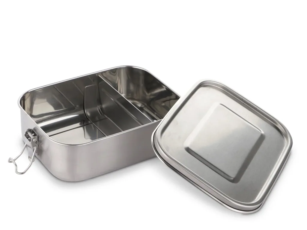Stainless steel lunch box with seal and divider