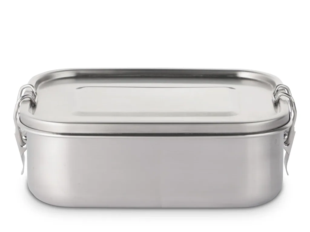 Stainless steel lunch box with seal and divider