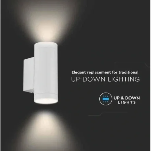 VT-11015 Outdoor wall light Up/Down - GU10 - Aluminium - White - IP44