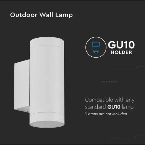 VT-11015 Outdoor wall light Up/Down - GU10 - Aluminium - White - IP44