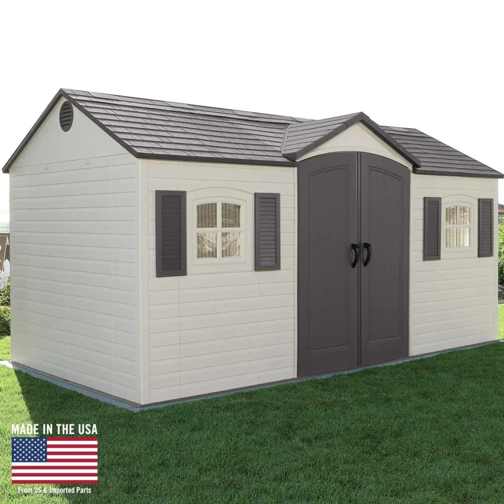 Plastic tool shed Garden Villa light grey, 457x244x244 cm