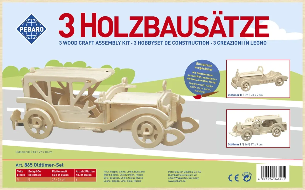 Wooden kit "Oldtimer", three different models - variations possible