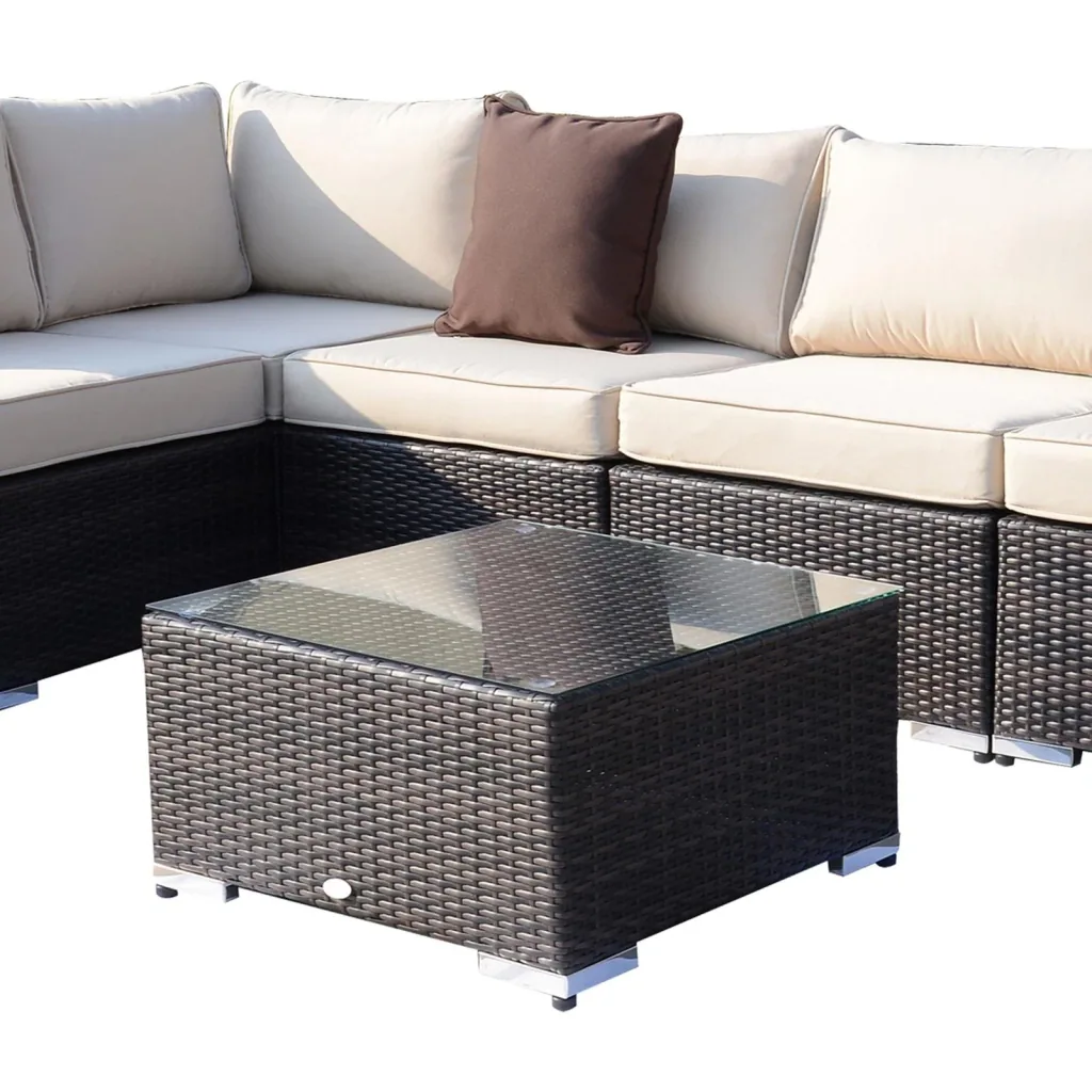 Polyrattan garden furniture set including cushions