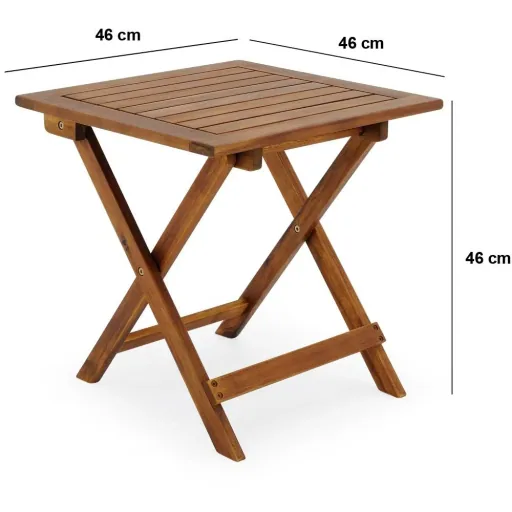 Garden table oiled acacia wood 46x46cm foldable