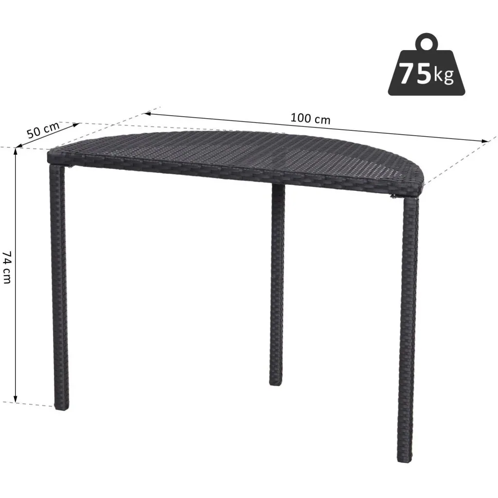 Rattan balcony table semicircular