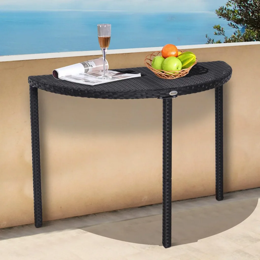 Rattan balcony table semicircular