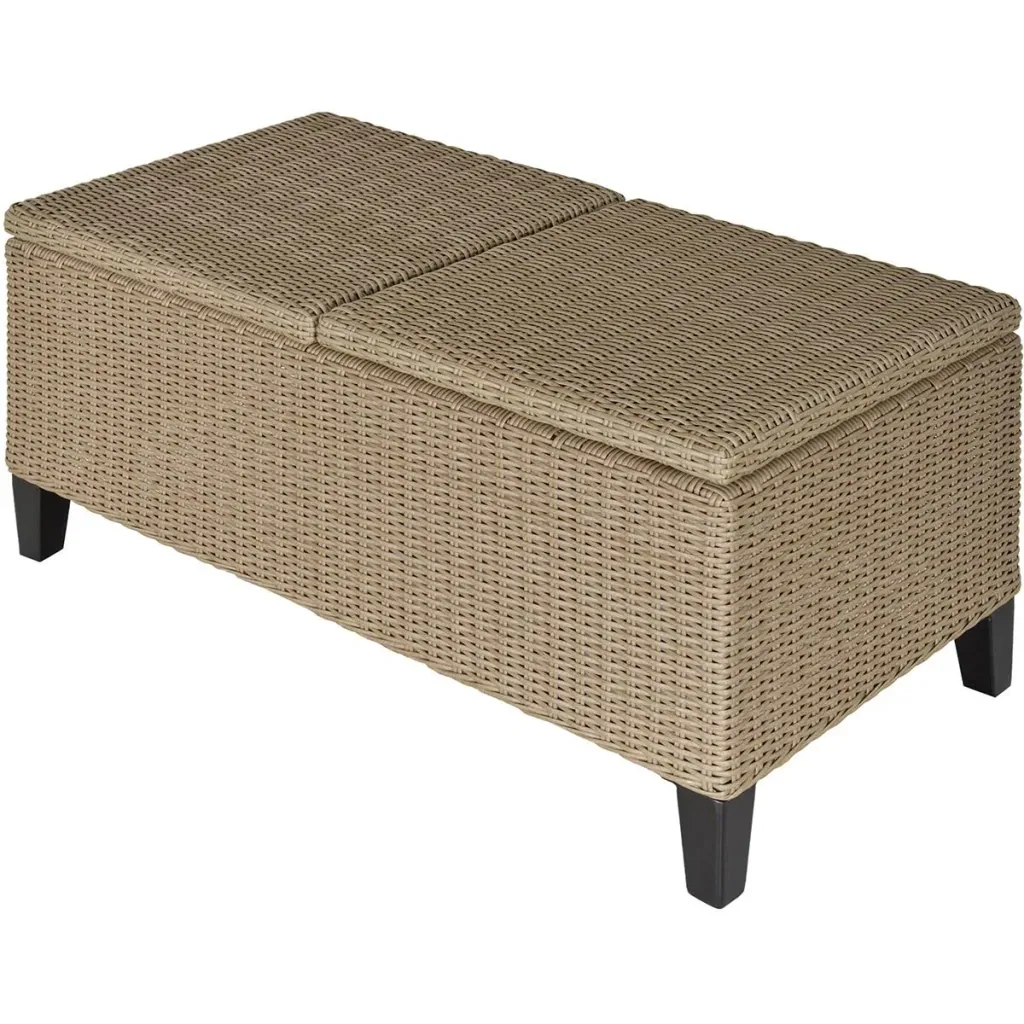 2-in-1 garden table with storage space khaki