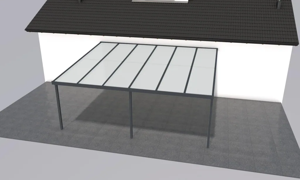 Patio roof Premium, anthracite, 6110 x 5060 mm - Klima blue