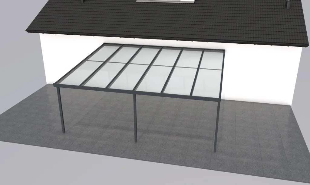 Patio roof Premium, anthracite, 6110 x 5060 mm - Klima blue