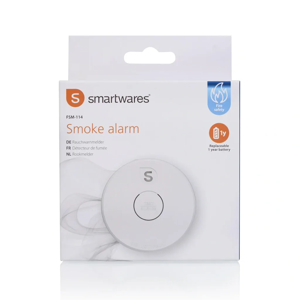 Smoke detector with replaceable 1-year battery, 85dB