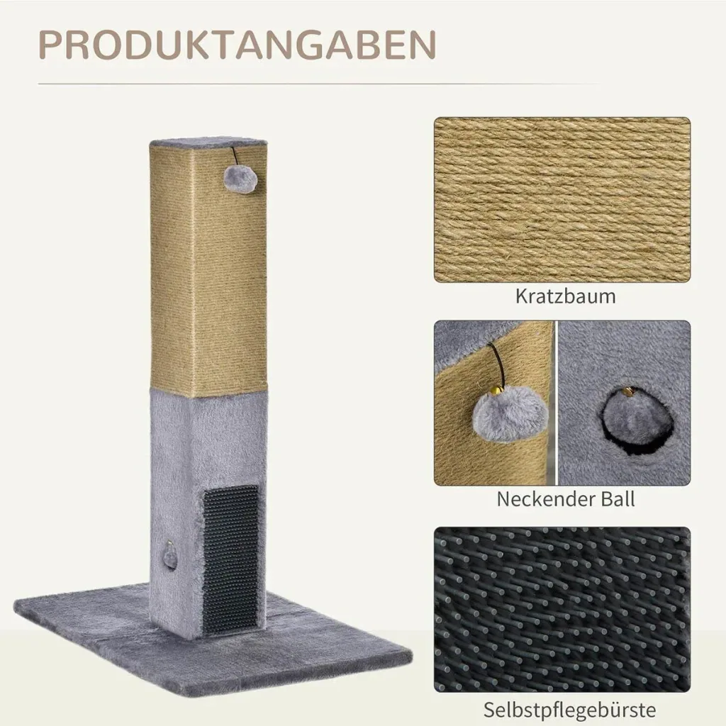Scratching post for cats Scratching post 79H cm Cat tree with jute rope Cat scratching post Scratching post Play tree including toys