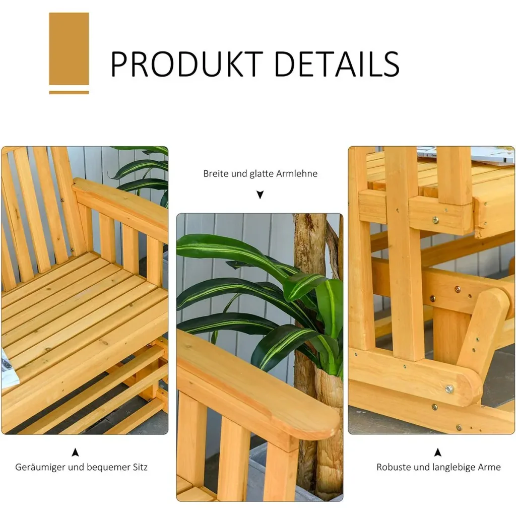 Rocking chair 2-seater natural