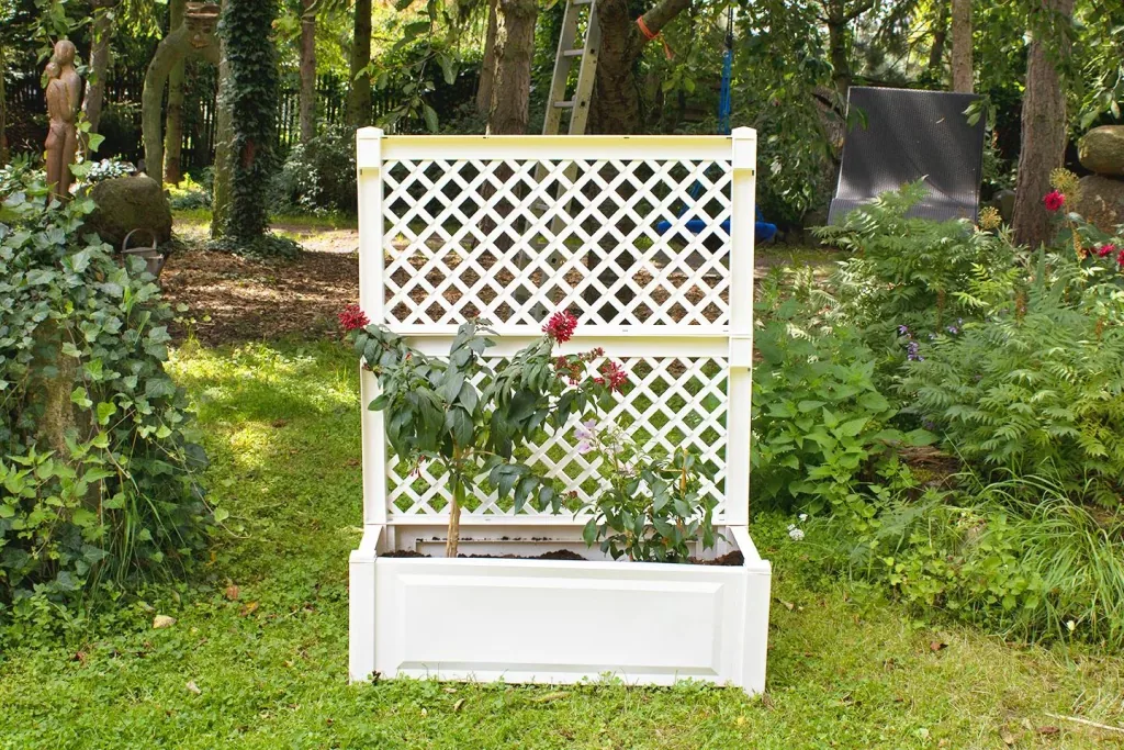 Plantenbak met traliewerk 100 cm, wit
