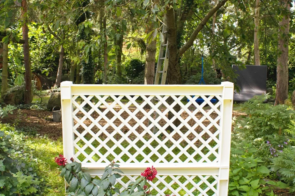 Plantenbak met traliewerk 100 cm, wit