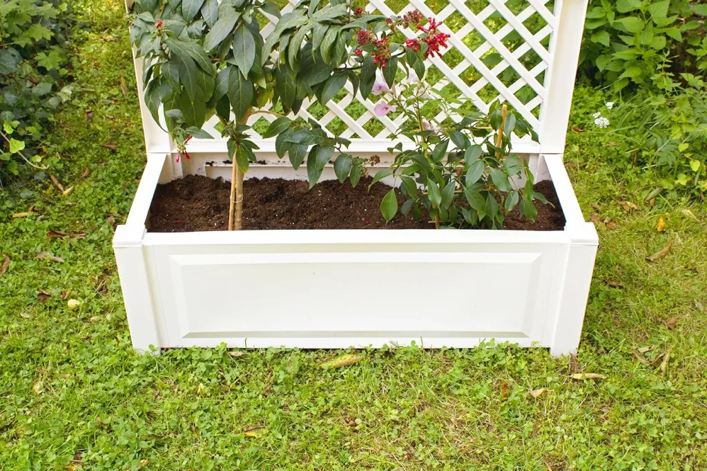 Plantenbak met traliewerk 100 cm, wit