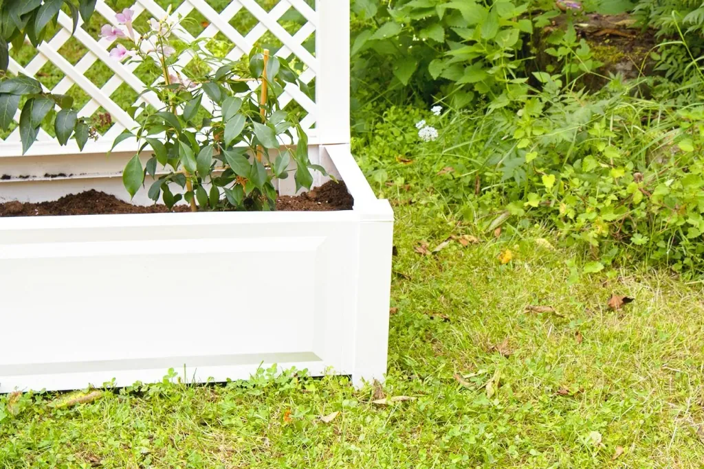 Plantenbak met traliewerk 100 cm, wit