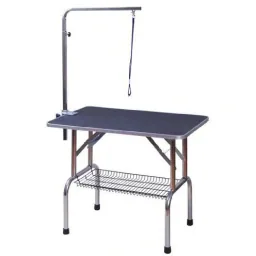 Dog grooming table including holder and basket black