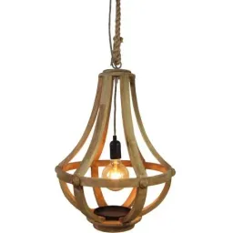 Hanging lamp Merwede brown wood adjustable 60W E27