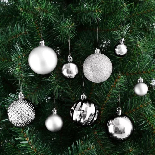 Christmas balls 103 pieces - silver