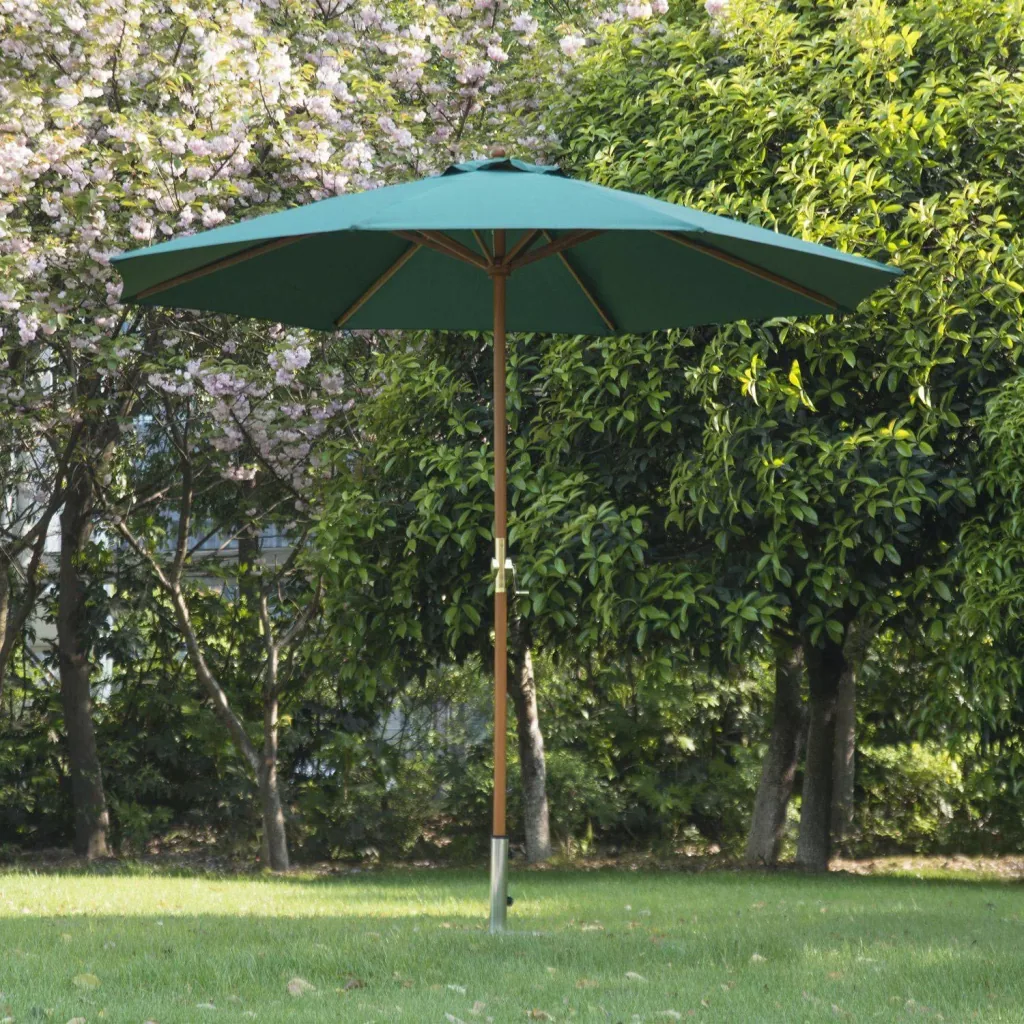 Wooden parasol 2.7m green