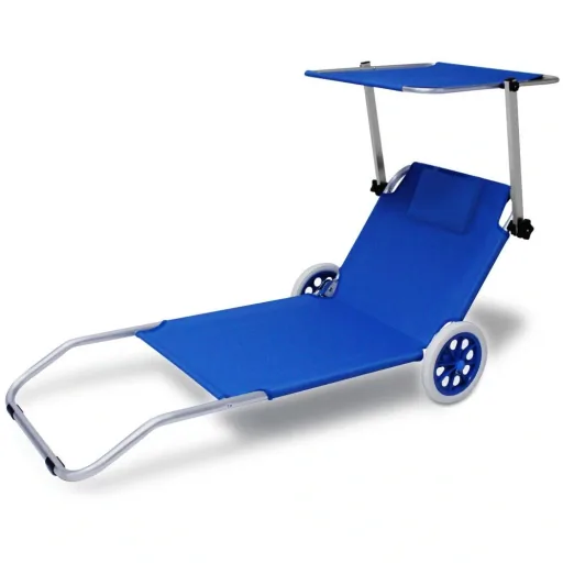 Lounger Mobile Crete-Blue Aluminium with 2 wheels