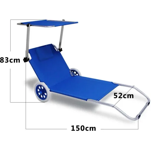 Lounger Mobile Crete-Blue Aluminium with 2 wheels