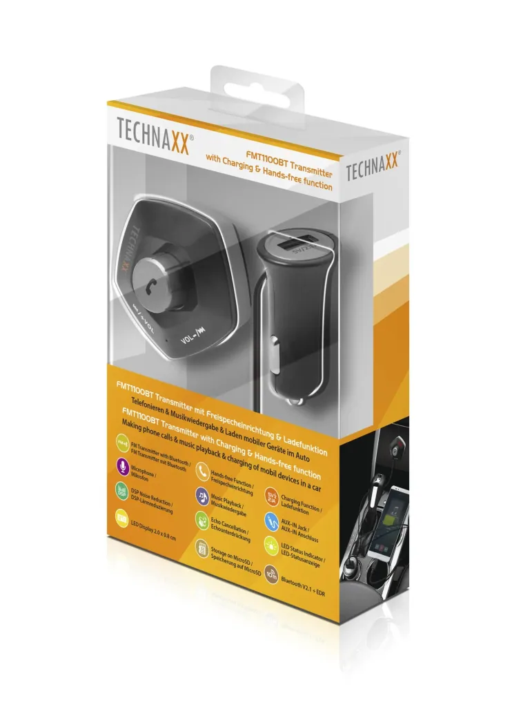 Transmitter FMT1100BT with hands-free function and charging function