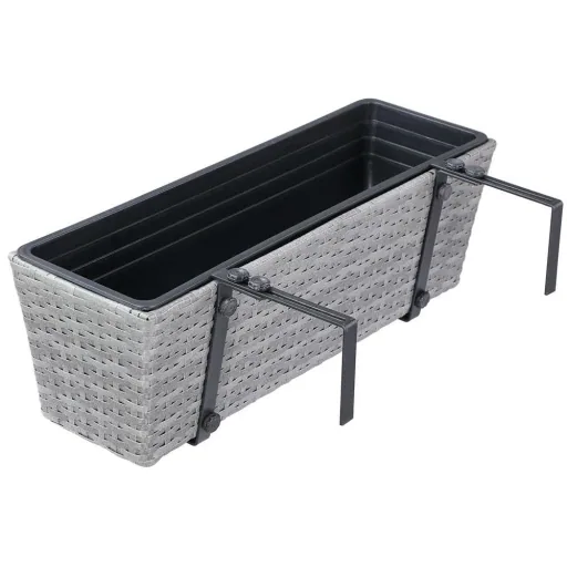 Polyrattan planter - set of 2 - grey