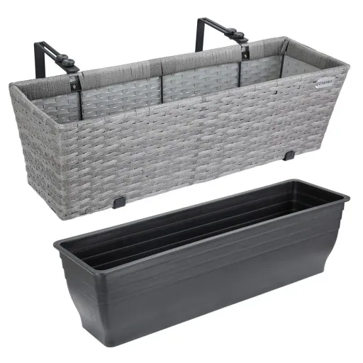 Polyrattan planter - set of 2 - grey