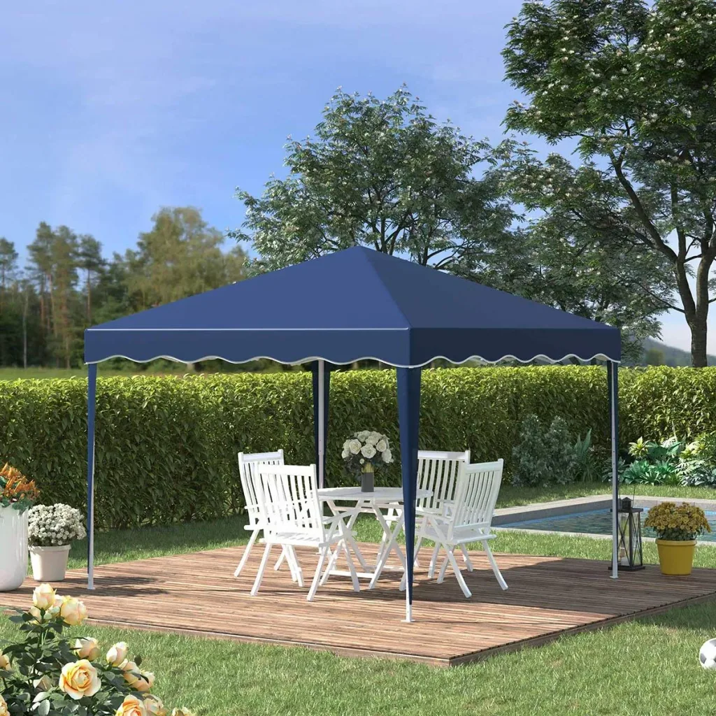 Party tent pavilion height adjustable blue 2.95 x 2.95 x 2.60 m