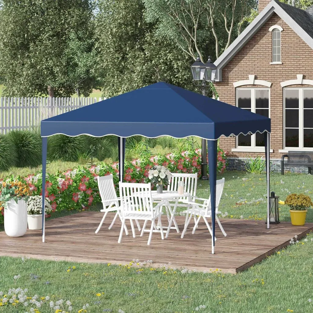 Party tent pavilion height adjustable blue 2.95 x 2.95 x 2.60 m