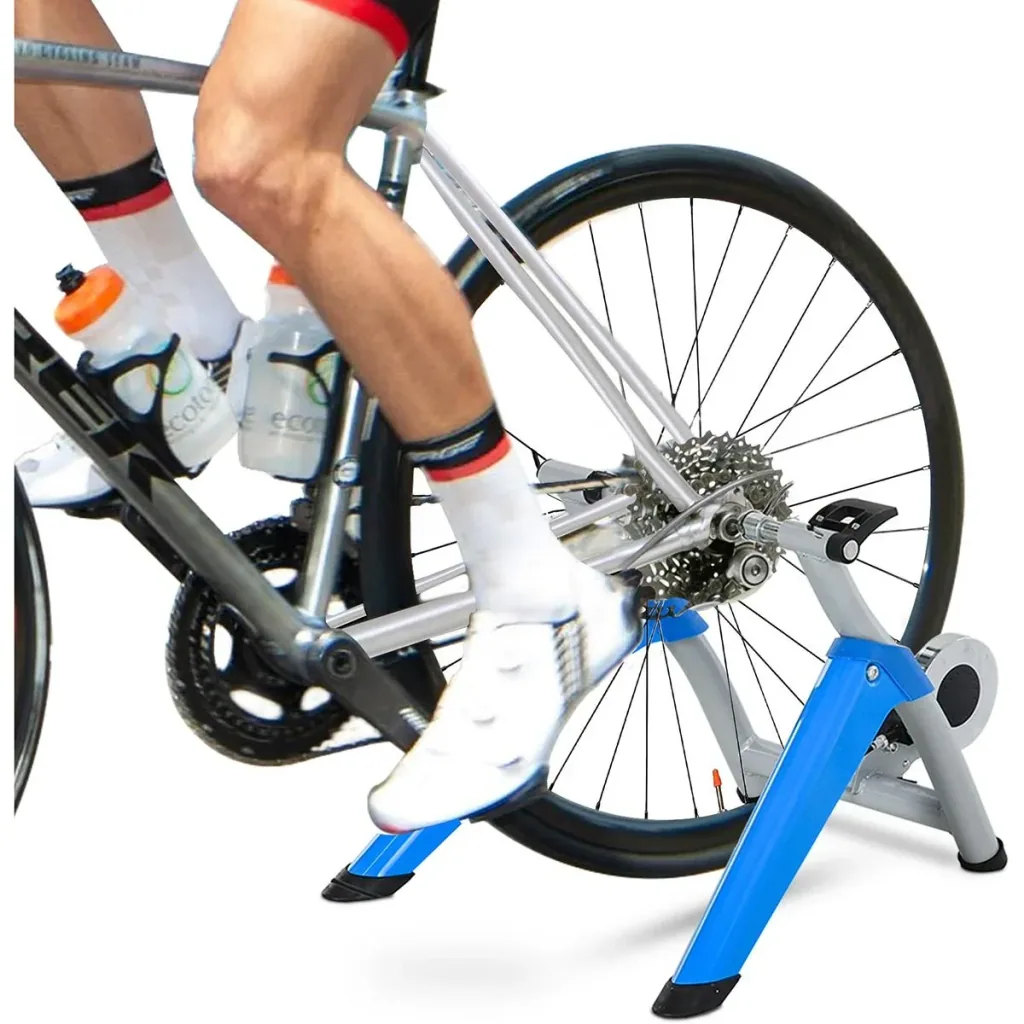Bicycle trainer with magnetic brake blue/silver