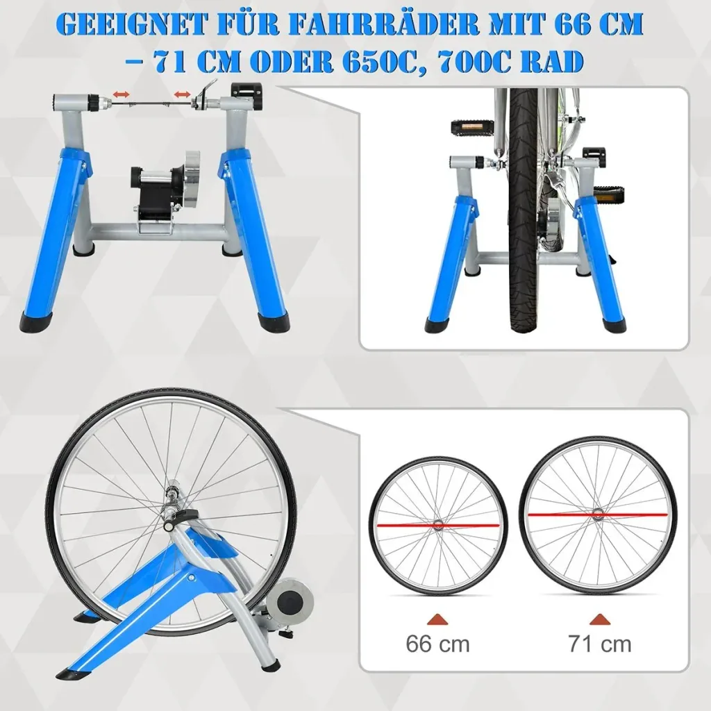 Bicycle trainer with magnetic brake blue/silver
