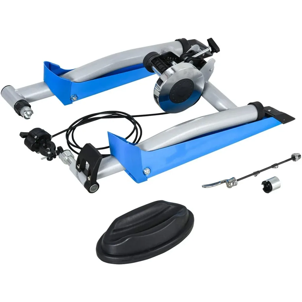 Bicycle trainer with magnetic brake blue/silver