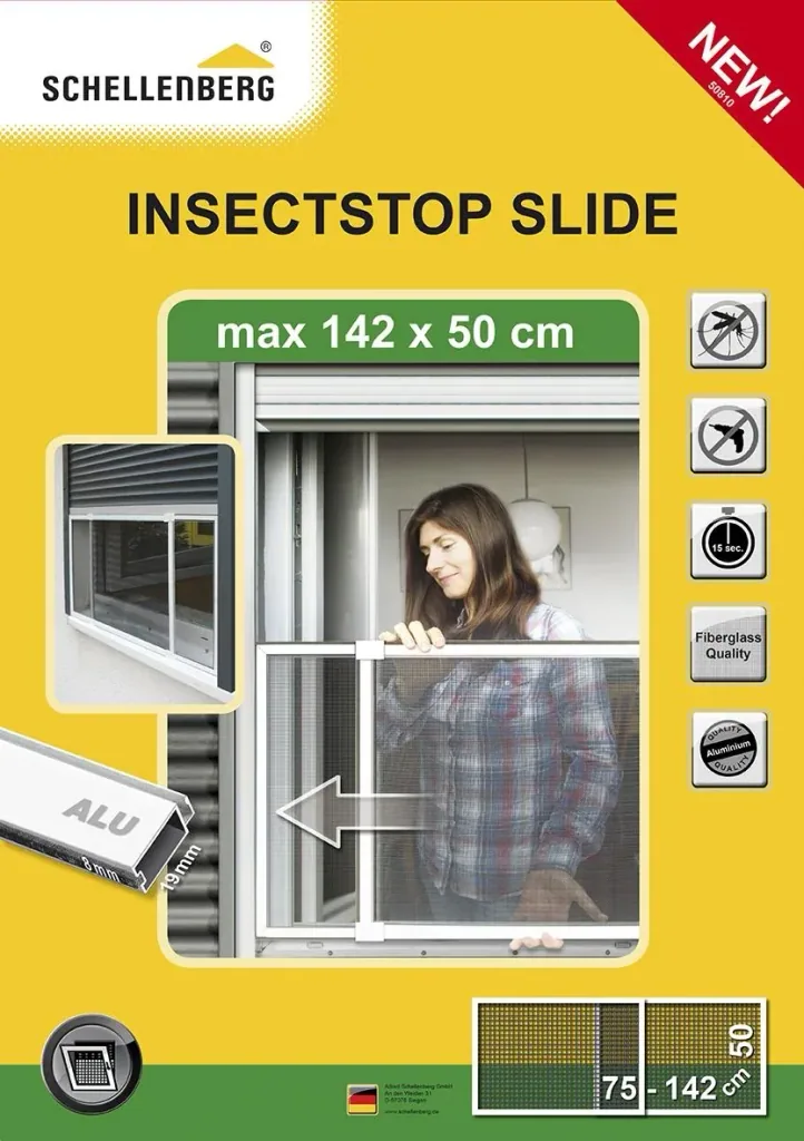 Insect screen sliding window 50x75-142 cm white