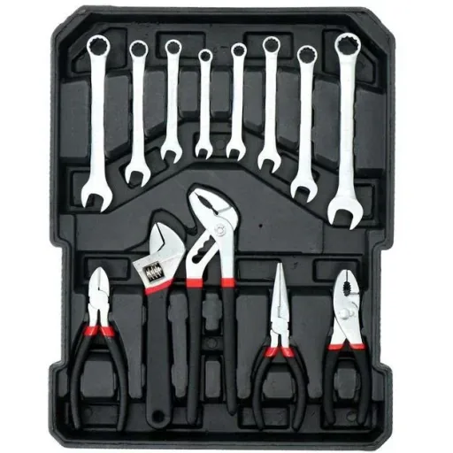 Hand tool set - 187 pieces - in aluminum rolling case - CRV