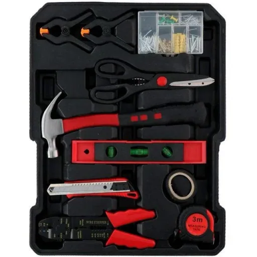 Hand tool set - 187 pieces - in aluminum rolling case - CRV